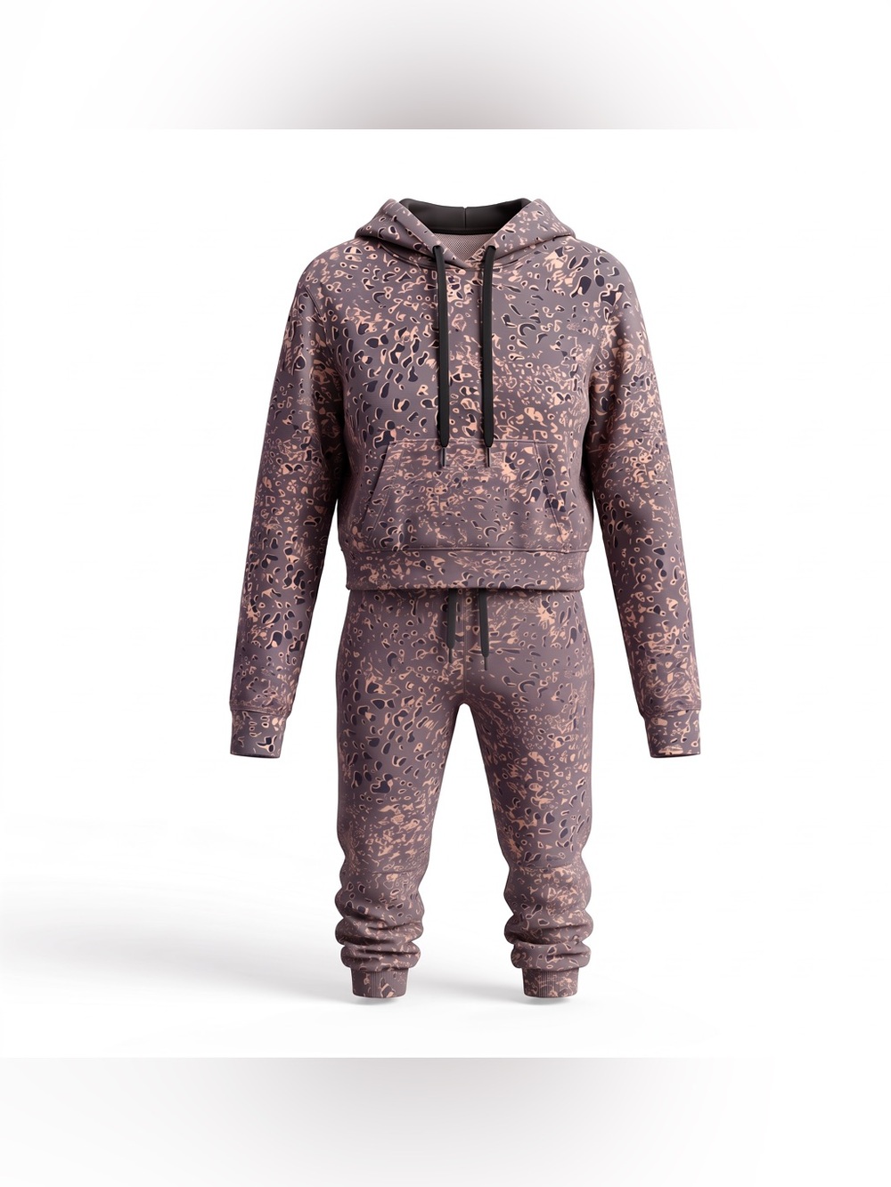 Sundry Women's Gray Leopard-Print Cropped Hoodie & Matching Joggers - Size 0